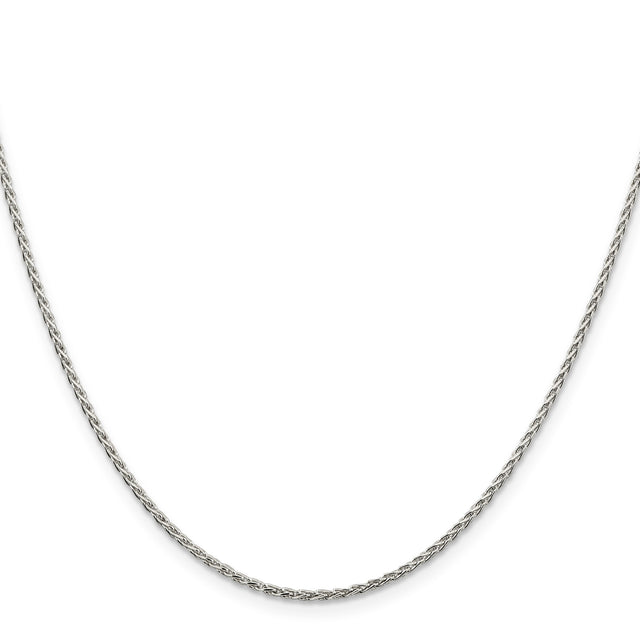 925 White Gold 1.5 mm Polished Chain Necklace, Solid