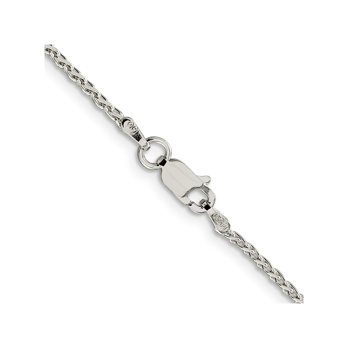 925 White Gold 1.5 mm Polished Chain Necklace, Solid alternate angle