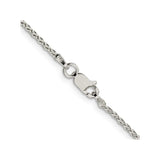 925 White Gold 1.5 mm Polished Chain Necklace, Solid alternate angle