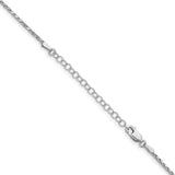 925 White Gold 1.5 mm Polished Chain Necklace, Solid detail view
