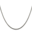 925 White Gold 2 mm Polished Chain Necklace, Solid
