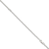 925 White Gold 2 mm Polished Chain Necklace, Solid detail view