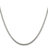 925 White Gold 2 mm Polished Chain Necklace