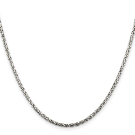 925 White Gold 2 mm Polished Chain Necklace