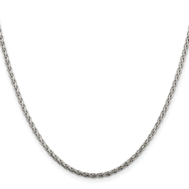 925 White Gold 2 mm Polished Chain Necklace