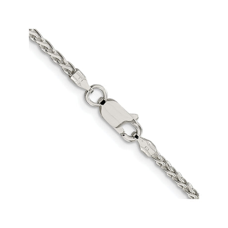 925 White Gold 2 mm Polished Chain Necklace alternate angle