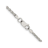 925 White Gold 2 mm Polished Chain Necklace alternate angle