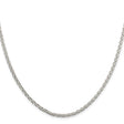 925 White Gold 2.75 mm Polished Chain Necklace, Solid