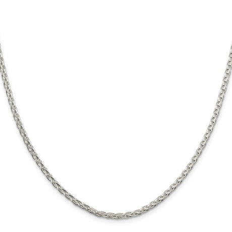 925 White Gold 2.75 mm Polished Chain Necklace, Solid