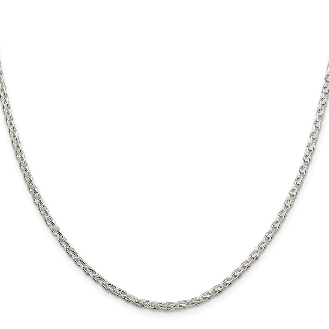 925 White Gold 2.75 mm Polished Chain Necklace, Solid