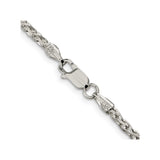 925 White Gold 2.75 mm Polished Chain Necklace, Solid alternate angle