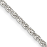 925 White Gold 2.75 mm Polished Chain Necklace, Solid detail view