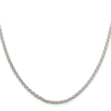 925 White Gold 2.75 mm Polished Chain Necklace
