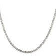 925 White Gold 3.5 mm Polished Chain Necklace, Solid