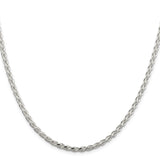 925 White Gold 3.5 mm Polished Chain Necklace, Solid