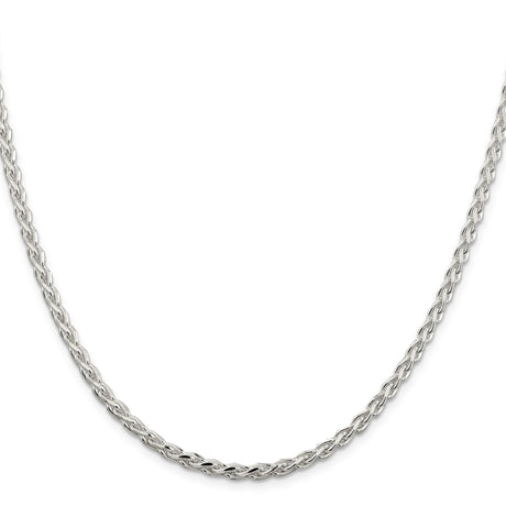 925 White Gold 3.5 mm Polished Chain Necklace, Solid