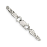 925 White Gold 3.5 mm Polished Chain Necklace, Solid alternate angle