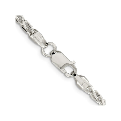 925 White Gold 3.5 mm Polished Chain Necklace, Solid alternate angle