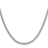 925 White Gold 3.5 mm Polished Chain Necklace