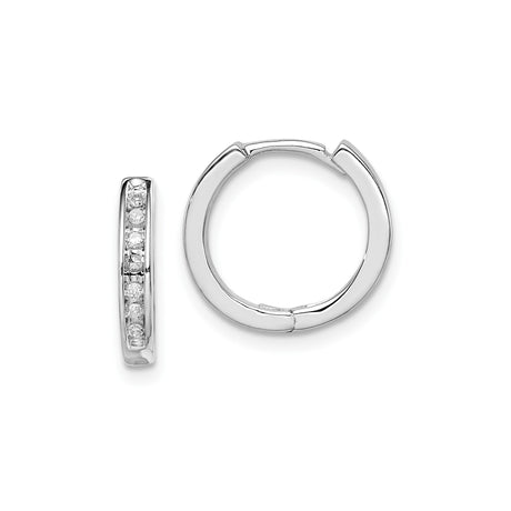 Sterling Silver Hoop Earrings with Channel-Set Cubic Zirconia, Minimalist Huggie Design