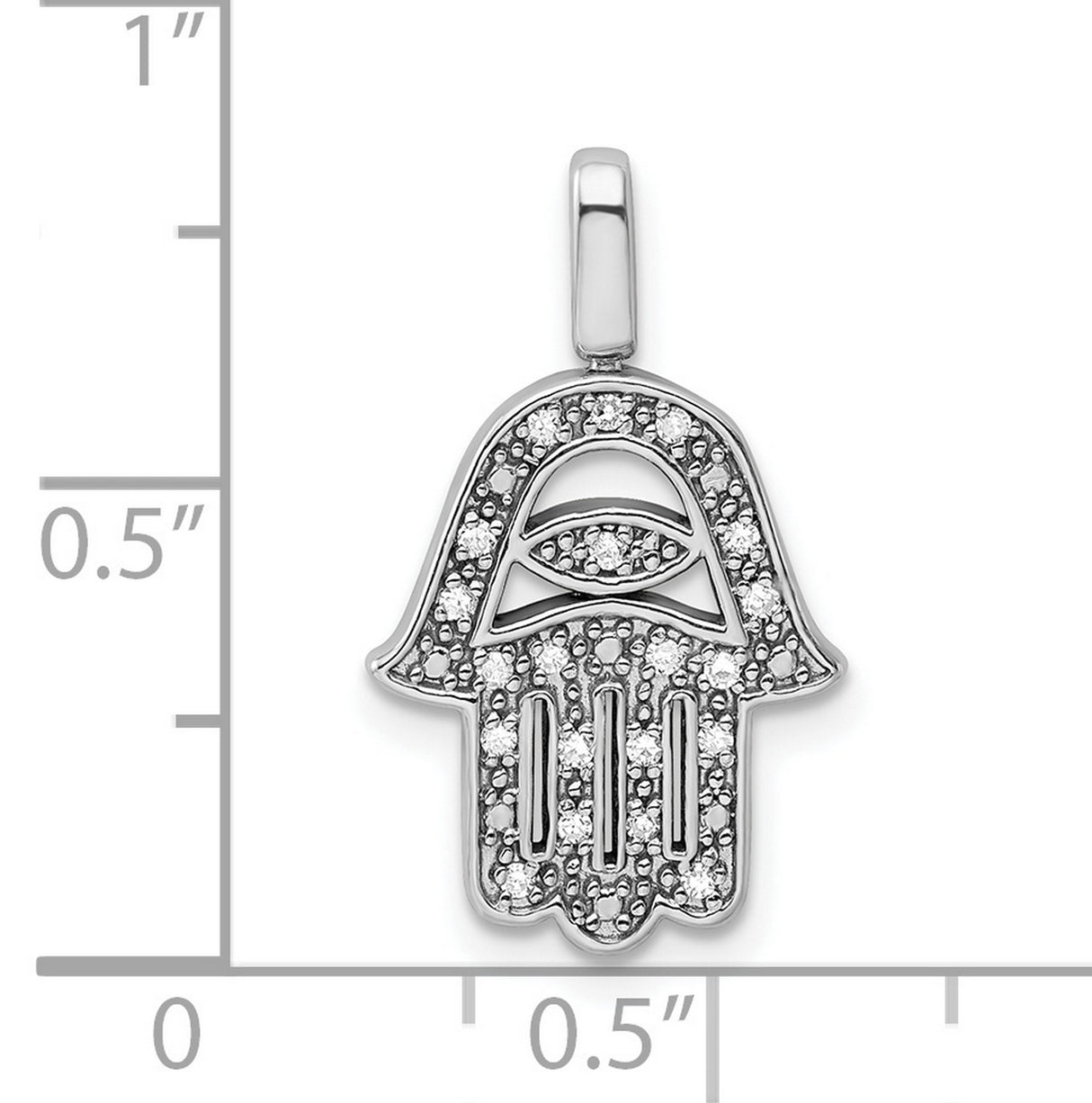 0.2ct. Black & White Diamond Reverible Hamsa Charm Pendant in Real 925 Sterling Silver