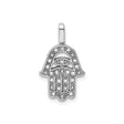 Sterling Silver Hamsa Hand Pendant with Black Diamond and Diamond Evil Eye Charm