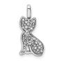 0.25ct. Black and White Diamond Reversible Cat Charm Pendant in Real 925 Sterling Silver