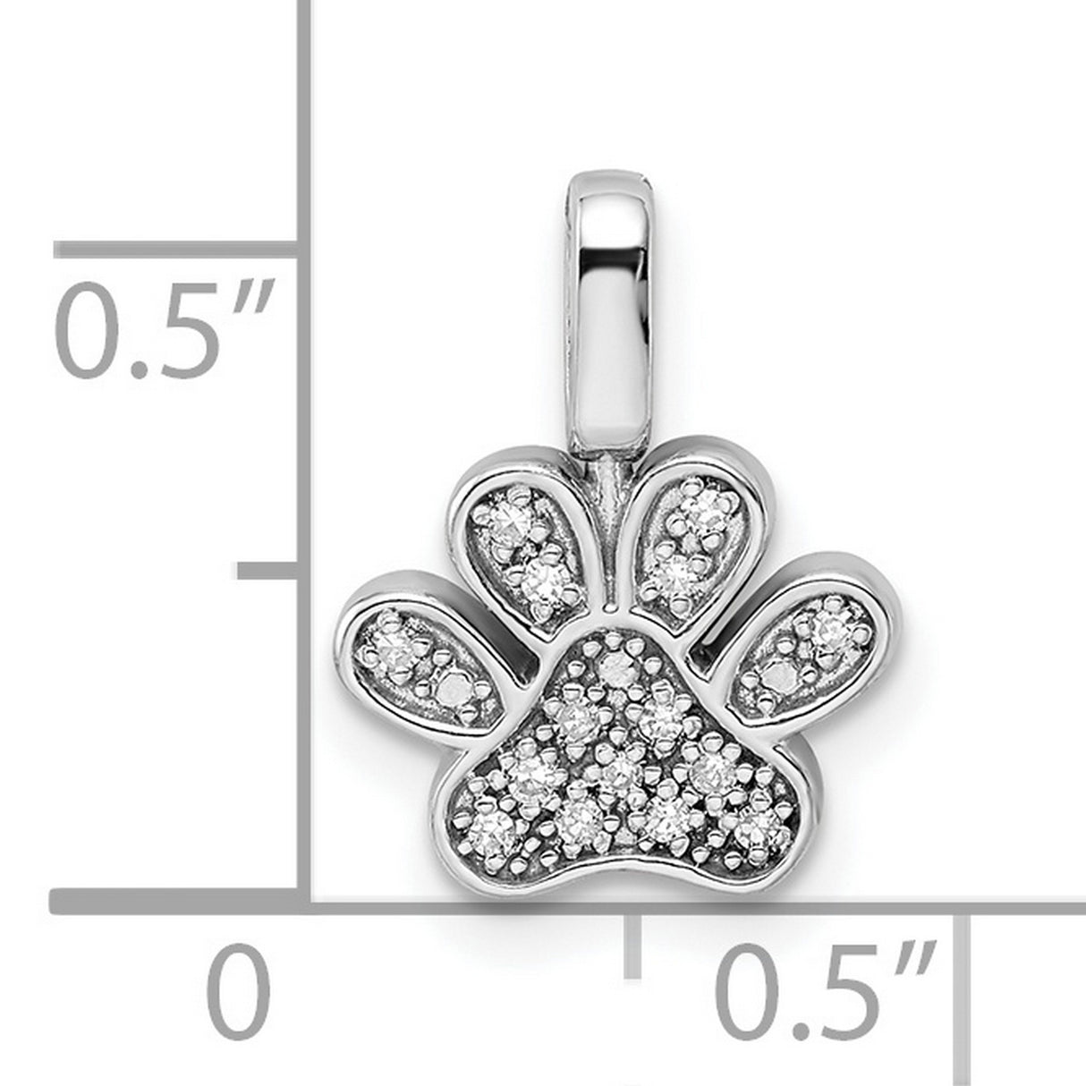 0.15ct. Black and White Diamond Reversible Pawprint Charm Pendant in Real 925 Sterling Silver