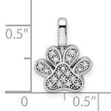 0.15ct. Black and White Diamond Reversible Pawprint Charm Pendant in Real 925 Sterling Silver