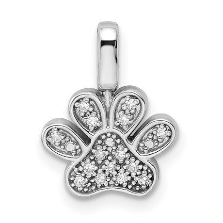 0.15ct. Black and White Diamond Reversible Pawprint Charm Pendant in Real 925 Sterling Silver