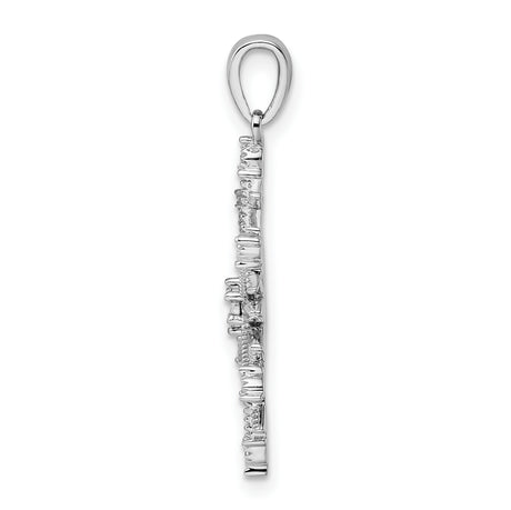 Sterling Silver Snowflake Pendant with Clear Diamond, Intricate Symmetrical Winter Design