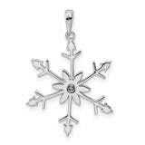 Sterling Silver Snowflake Pendant with Clear Diamond, Intricate Symmetrical Winter Design