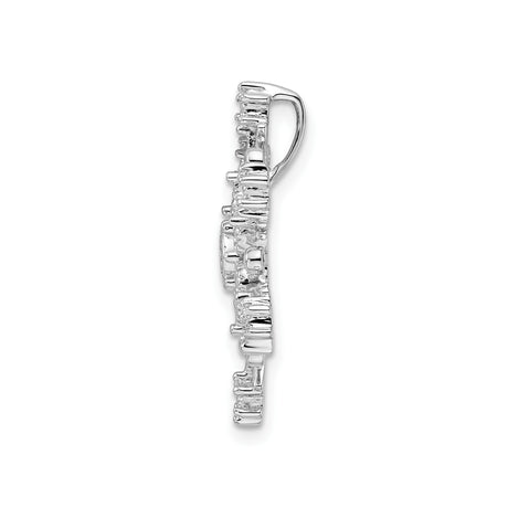Sterling Silver Snowflake Starburst Pendant with Clear Diamond for Women