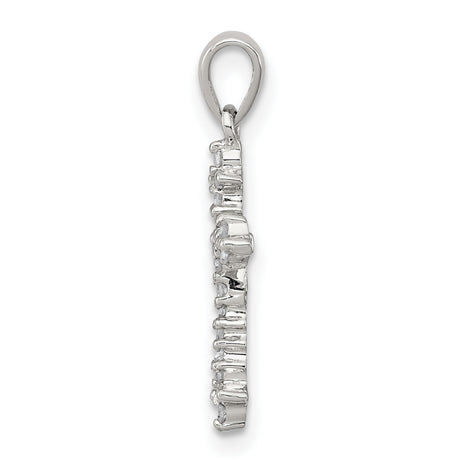 Sterling Silver Cross Pendant with Clustered Diamonds, Faith-Inspired Minimalist Jewelry Design