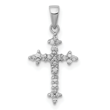 Sterling Silver Cross Pendant with Clustered Diamonds, Faith-Inspired Minimalist Jewelry Design