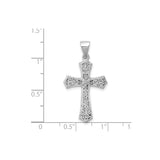 Sterling Silver Cross Pendant with Diamond, Ornate Floral Filigree and Scrollwork Design