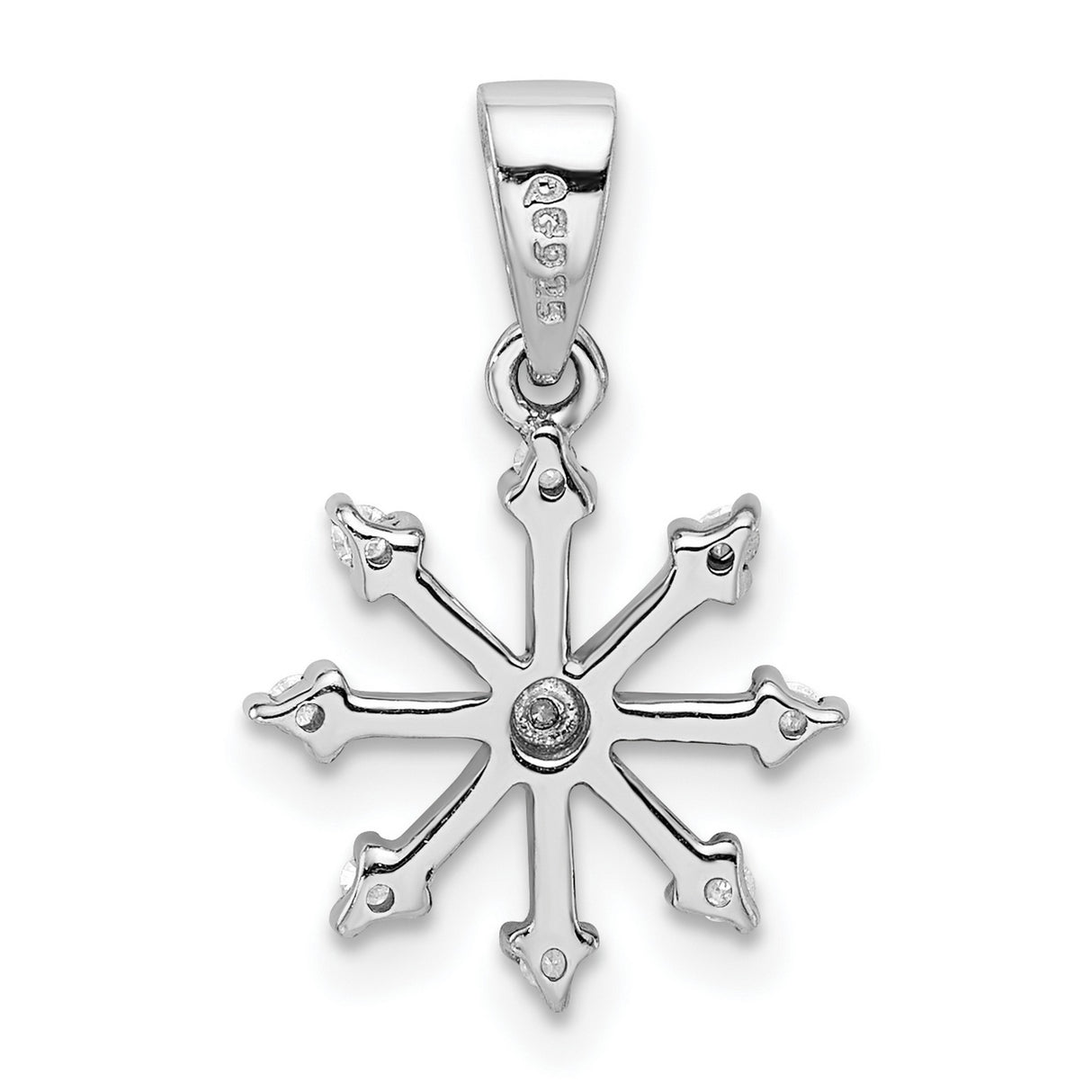 Sterling Silver Snowflake Pendant with Diamond and Cubic Zirconia Accents, Winter Holiday Jewelry