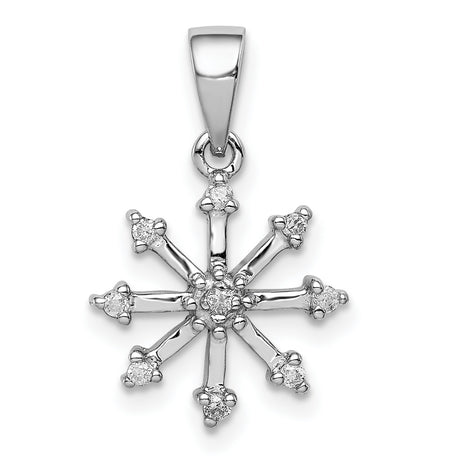 Sterling Silver Snowflake Pendant with Diamond and Cubic Zirconia Accents, Winter Holiday Jewelry