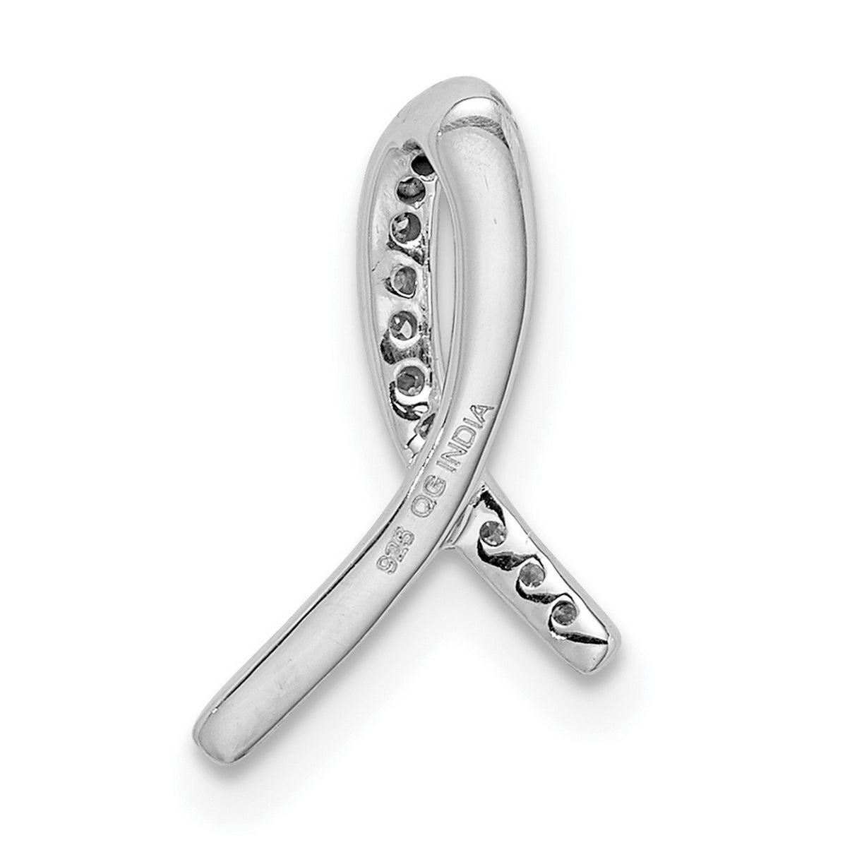 Sterling Silver Awareness Ribbon Pendant with Diamond Accents, Symbolic Jewelry for Women