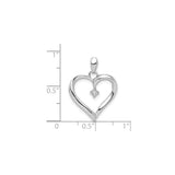 Sterling Silver Heart Pendant with Diamond and Cubic Zirconia Center Stone