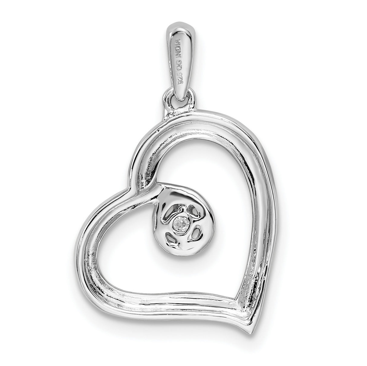 Sterling Silver Heart Pendant with Cubic Zirconia, Open Heart Design, Romantic Jewelry for Women