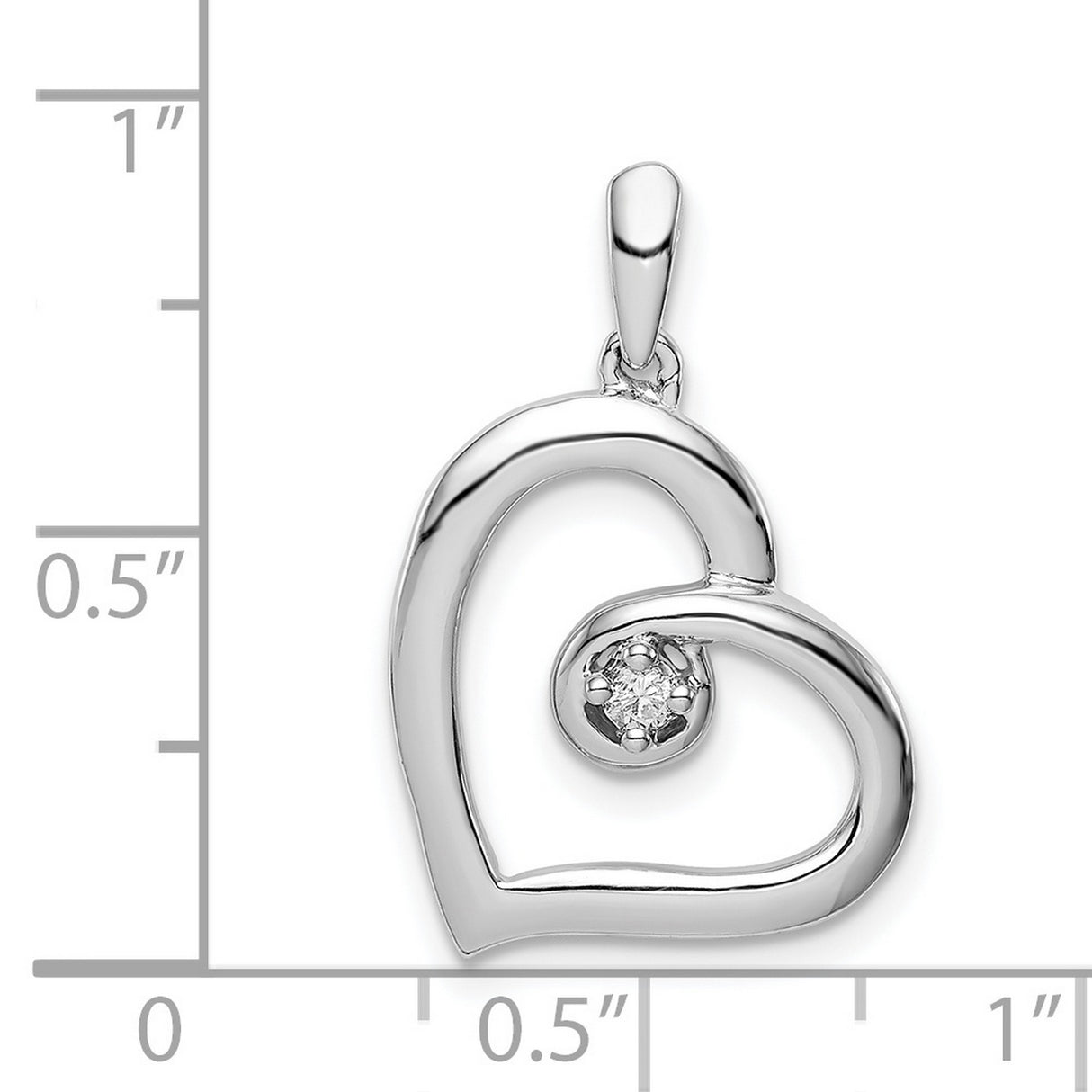Sterling Silver Heart Pendant with Cubic Zirconia, Open Heart Design, Romantic Jewelry for Women