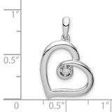 Sterling Silver Heart Pendant with Cubic Zirconia, Open Heart Design, Romantic Jewelry for Women