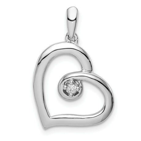 Sterling Silver Heart Pendant with Cubic Zirconia, Open Heart Design, Romantic Jewelry for Women