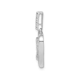 Sterling Silver Heart Pendant with Diamond Accents and Intertwined Double Open Heart Design