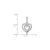 Sterling Silver Heart Pendant with Diamond Accents and Intertwined Double Open Heart Design