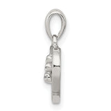 Diamond Rhodium Heart Charm Pendant in Real 925 Sterling Silver