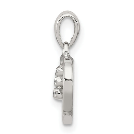 Diamond Rhodium Heart Charm Pendant in Real 925 Sterling Silver