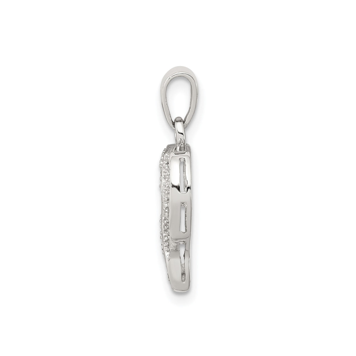 Sterling Silver Heart Pendant with Diamond-Cut Textured Design, Open Heart Symbol of Love