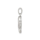 Sterling Silver Heart Pendant with Diamond-Cut Textured Design, Open Heart Symbol of Love